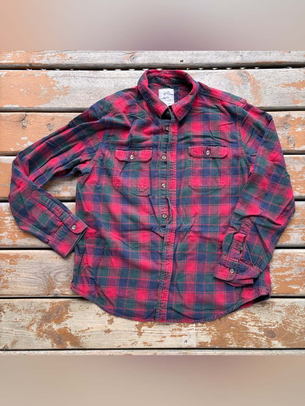 G21 Plaid Red & Green Button Down Long Sleeve Top - Size XL